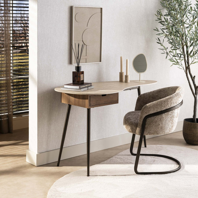 Dressing tables - Dressing table Borea 1 Drawer Ceramic Travertine - Dimehouse