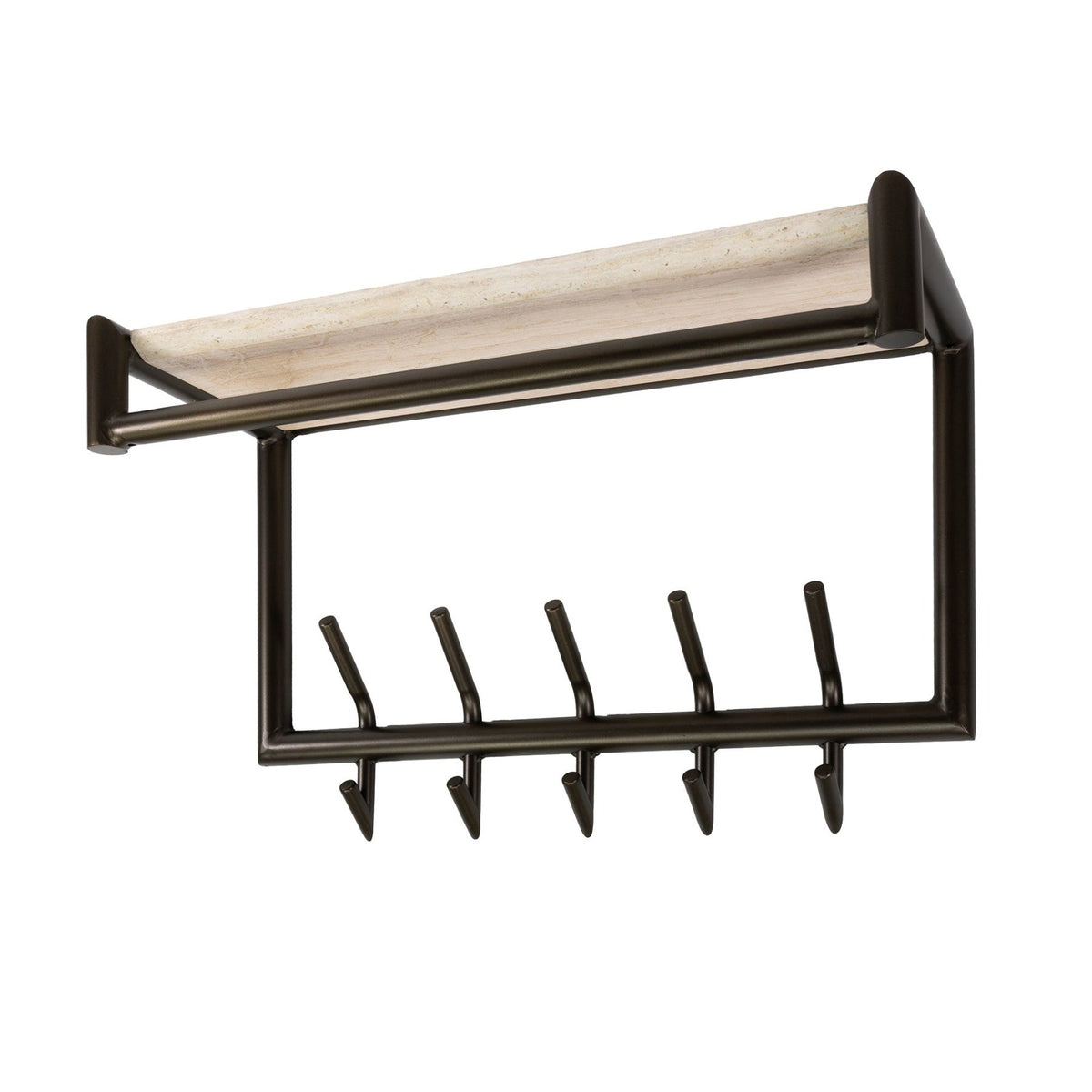 Coat racks - Wall coat rack Aria 2x5 hooks Travertine Melamine Bronze colored - Dimehouse