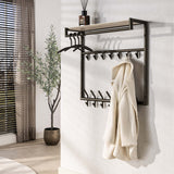Coat racks - Wall coat rack Aria 3x7 hooks Travertine Melamine Bronze colored - Dimehouse