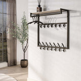 Coat racks - Wall coat rack Aria 3x7 hooks Travertine Melamine Bronze colored - Dimehouse