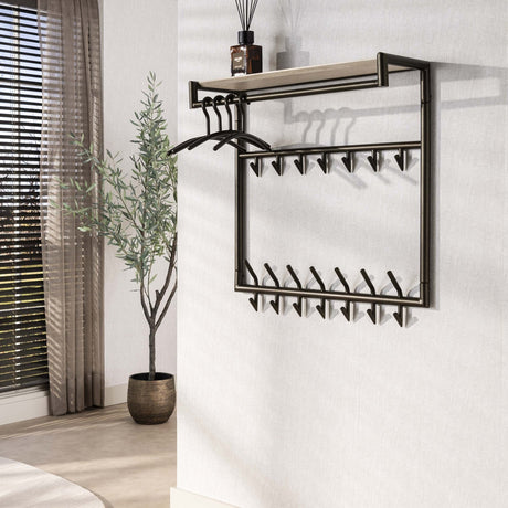 Coat racks - Wall coat rack Aria 3x7 hooks Travertine Melamine Bronze colored - Dimehouse