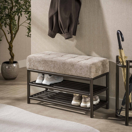 Shoe bench-Shoe bench Terra 85 cm brown metal-Dimehouse