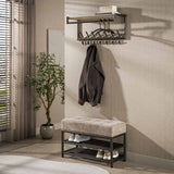 Shoe bench-Shoe bench Terra 85 cm brown metal-Dimehouse