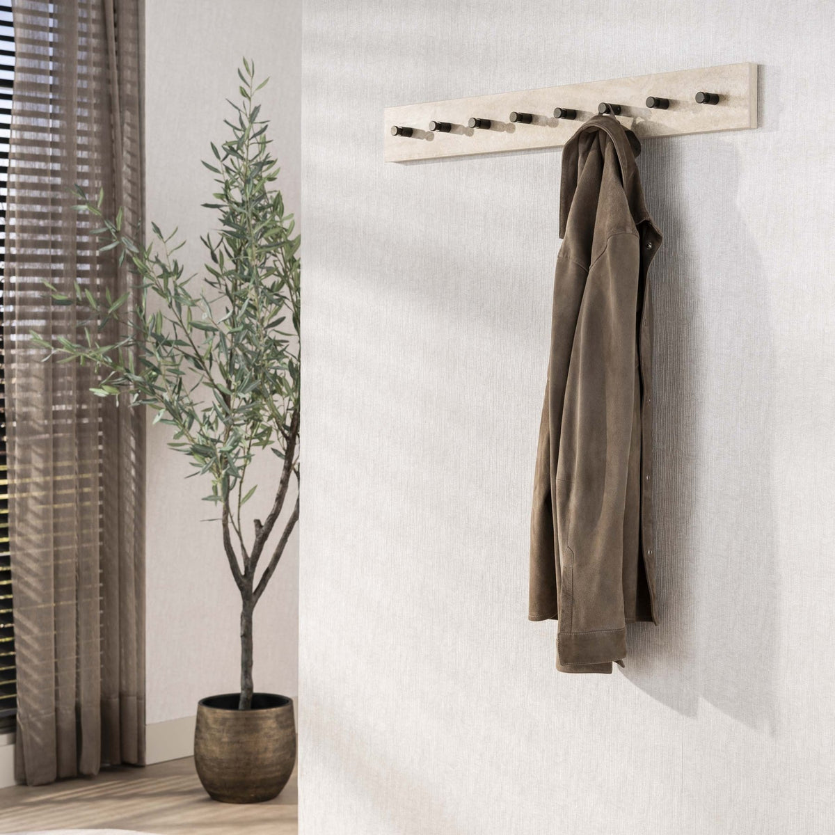 Coat racks - Coat rack Borea Ceramic Travertine 8 Hooks 80 cm - Dimehouse