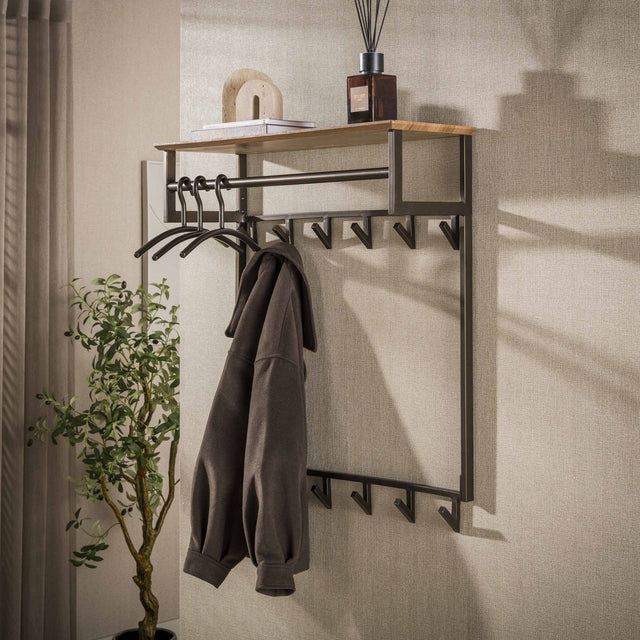 Coat rack-Coat rack Bruno 12 hooks brown metal-Dimehouse