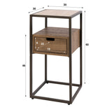 Bedside table - Bedside table with 1 drawer ceramic travertine oak Cady - Dimehouse