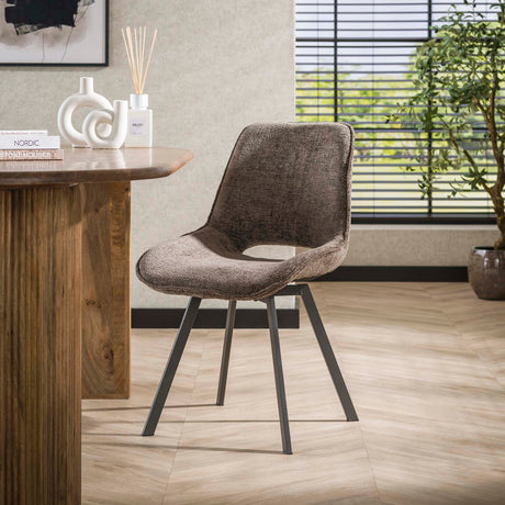 Dining room chairs - Modern Dining room chair Riviera Rich Taupe Rotatable Without Armrests - Dimehouse