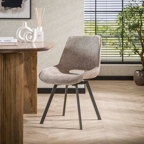 Dining room chairs - Modern Dining room chair Riviera Rich Sand Rotatable Without Armrests - Dimehouse