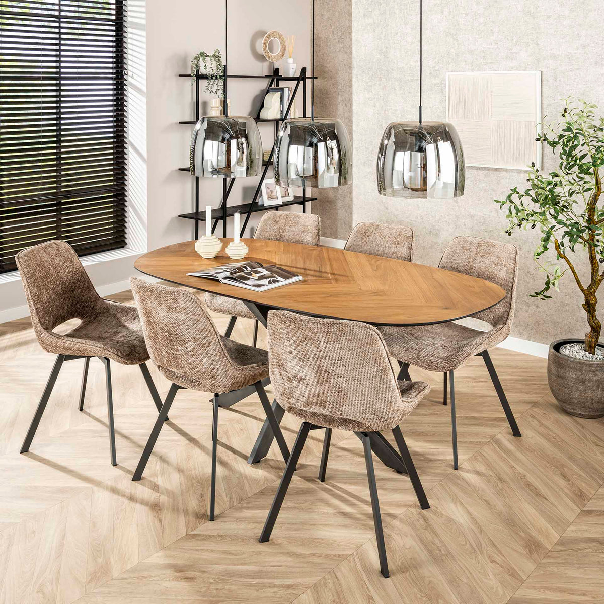 Dining room chairs - Set of 4 dining room chairs Riviera Rich champagne swivel - Dimehouse