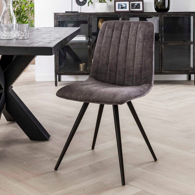 Dining room chairs - Dining room chair Sadie Velvet Gray - Without Armrests - Dimehouse