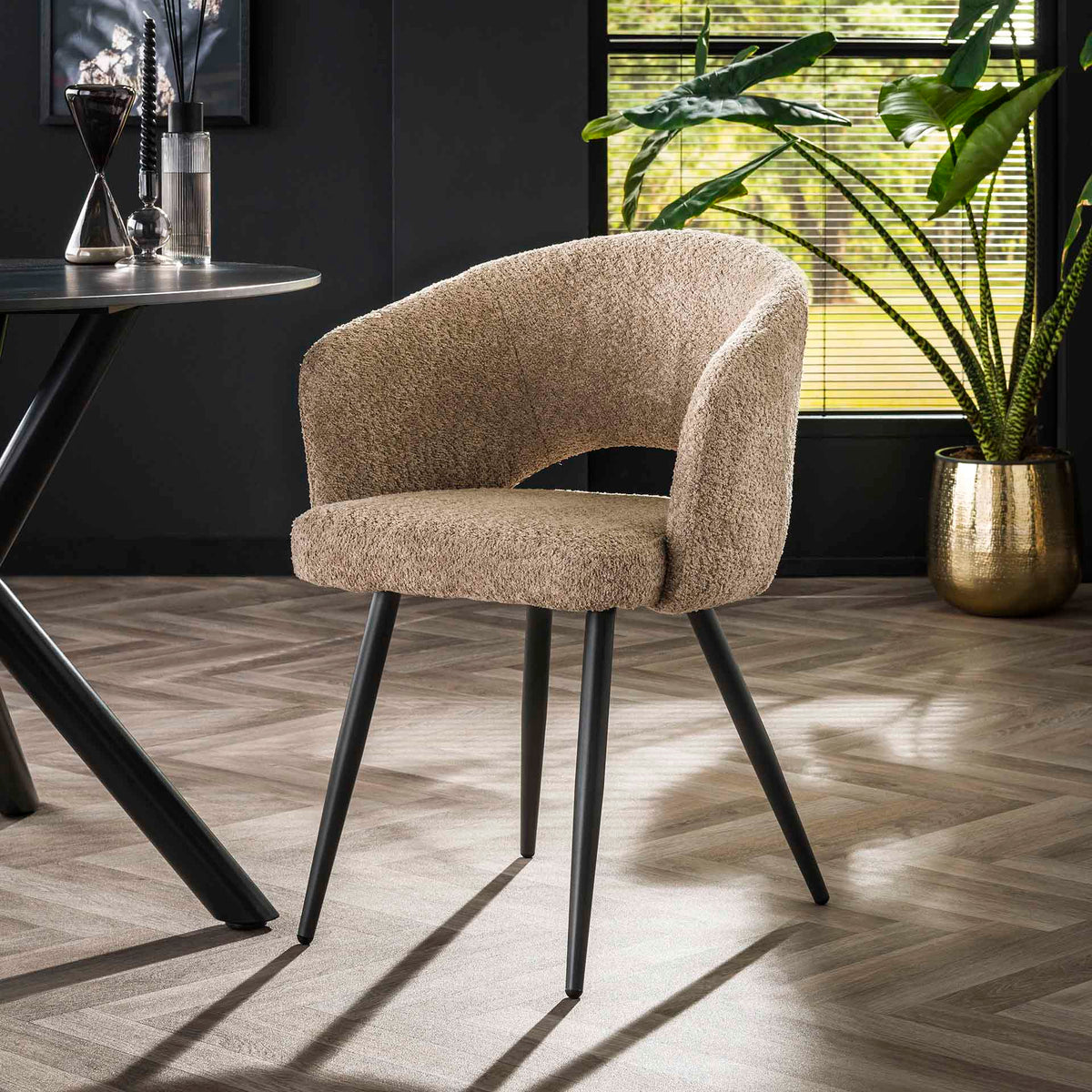 Dining room chairs - Set of 2 dining room chairs Cargo Bouclé Sand - Dimehouse