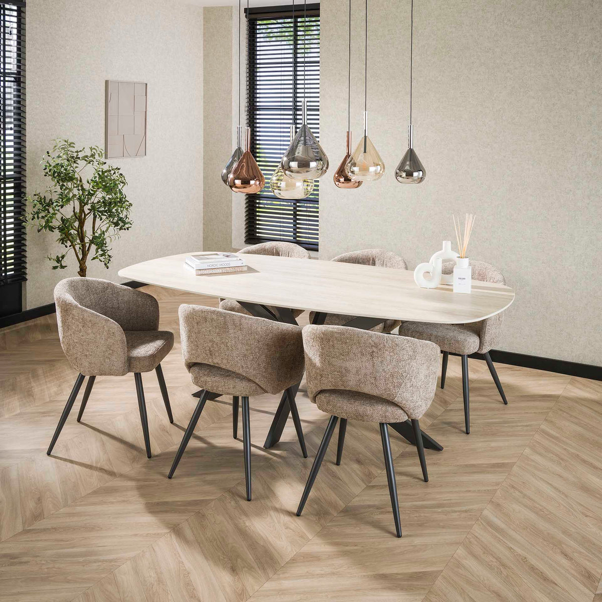 Dining room chairs - Set of 2 dining room chairs Cargo Fabric Sand - Dimehouse