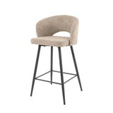 Bar Stools - Modern Bar Stool Sand Alba Bouclé Fabric - Dimehouse