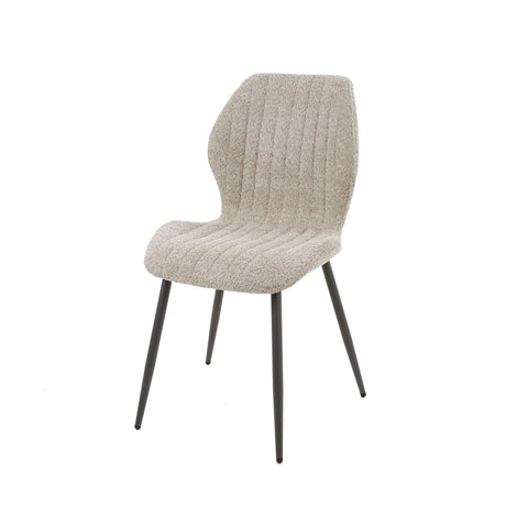 Dining room chairs - Dining room chair Luna Bouclé Sand - Without Armrests - Dimehouse