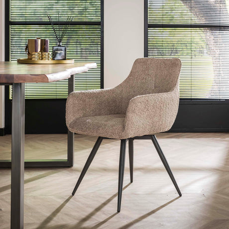 Dining room chairs - Set of 2 dining room chairs Bouclé sand swivel Syro - Dimehouse