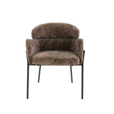 Dining room chairs - Dining room chair Chenille Brown with round back and arm - Lola - Dimehouse