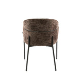Dining room chairs - Dining room chair Chenille Brown with round back and arm - Lola - Dimehouse