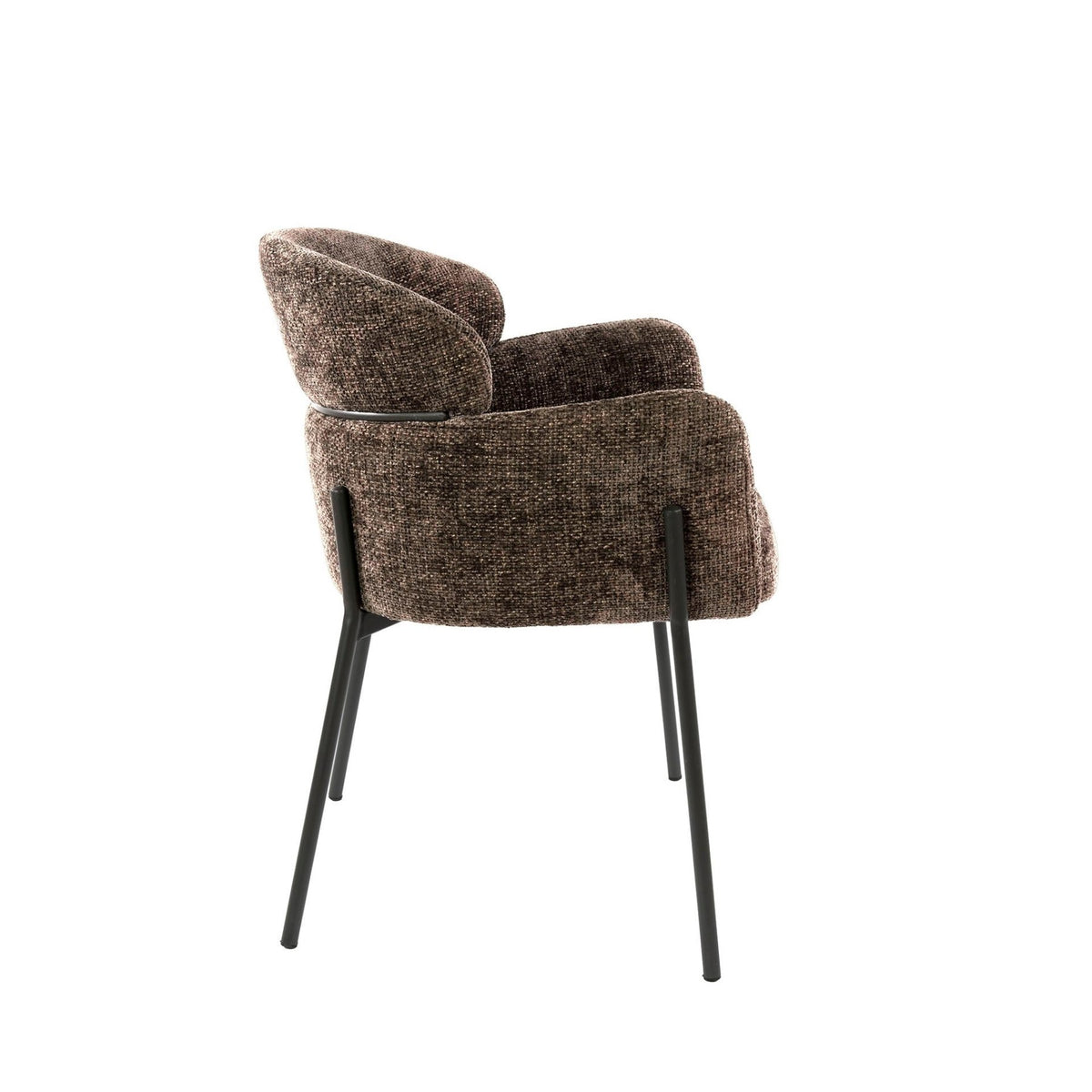 Dining room chairs - Dining room chair Chenille Brown with round back and arm - Lola - Dimehouse