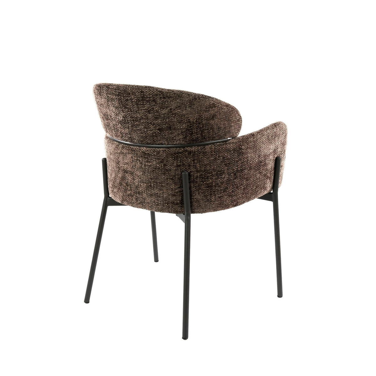 Dining room chairs - Dining room chair Chenille Brown with round back and arm - Lola - Dimehouse