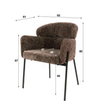 Dining room chairs - Dining room chair Chenille Brown with round back and arm - Lola - Dimehouse