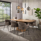 Dining room chairs - Dining room chair Chenille Brown with round back and arm - Lola - Dimehouse