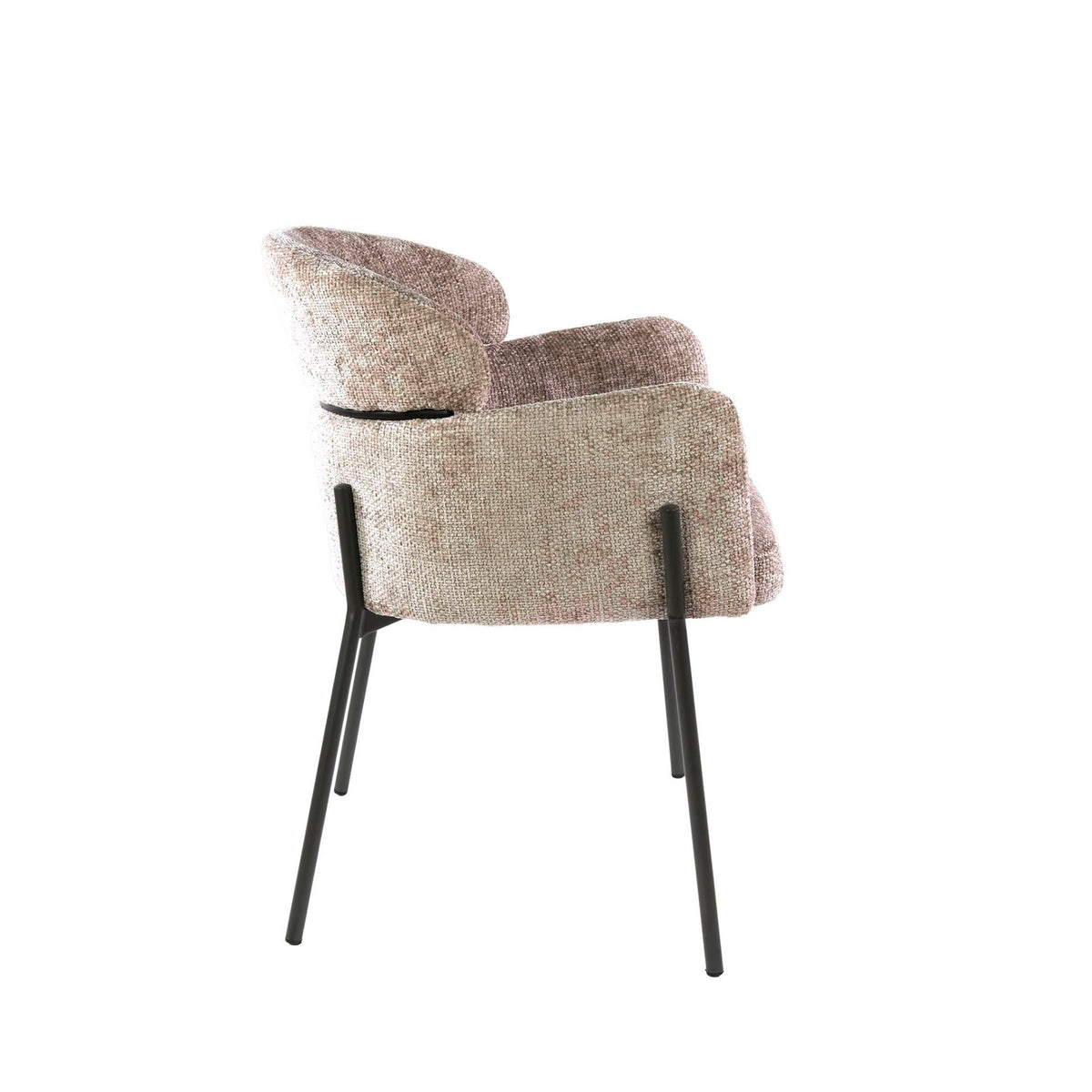 Dining room chairs - Dining room chair Chenille Sand with round back and arm - Lola - Dimehouse