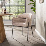 Dining room chairs - Dining room chair Chenille Sand with round back and arm - Lola - Dimehouse