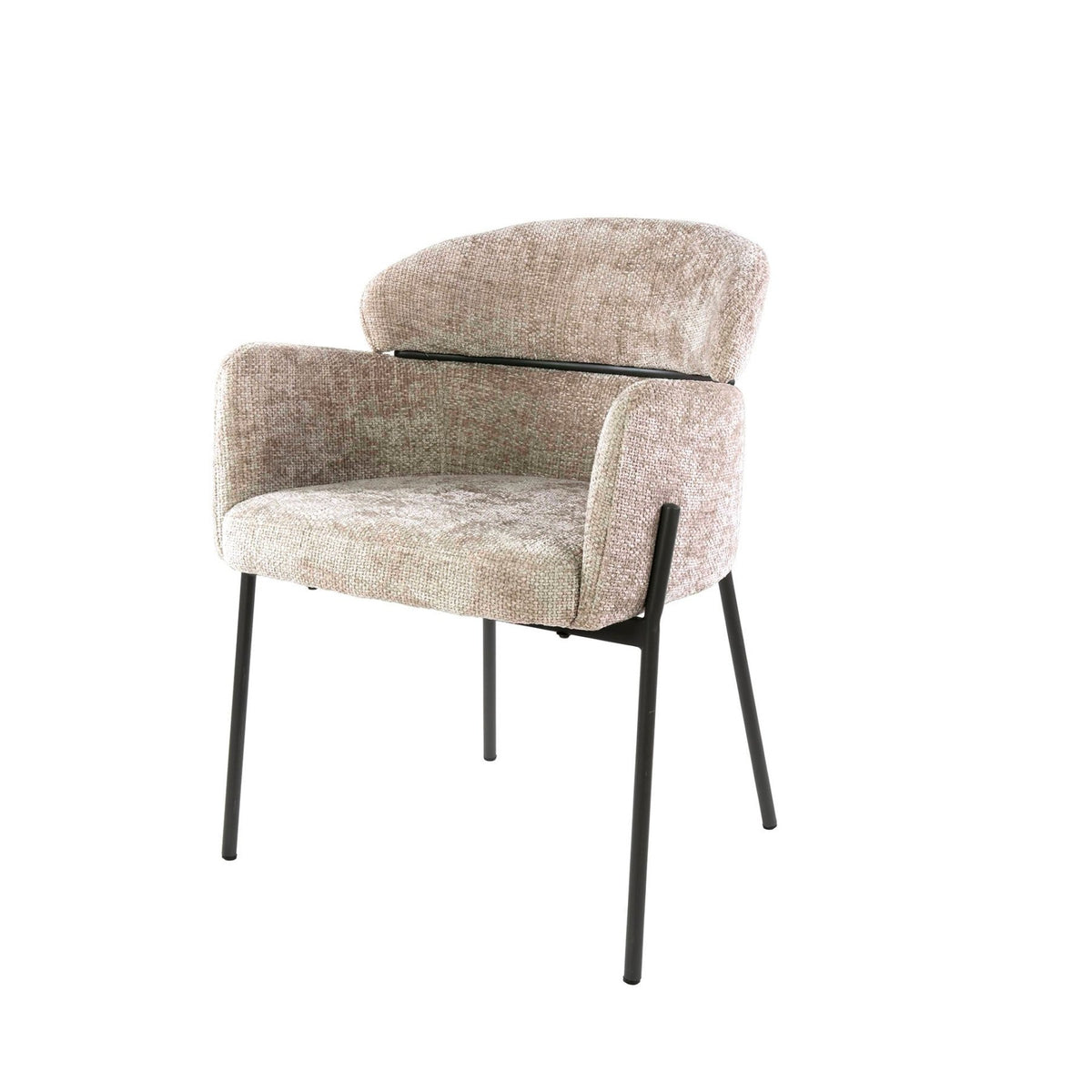 Dining room chairs - Dining room chair Chenille Sand with round back and arm - Lola - Dimehouse