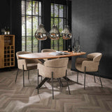 Dining room chairs - Dining room chair Bouclé Beige - Japandi - round shapes - Lola - Dimehouse
