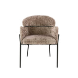 Dining room chairs - Dining room chair Chenille Taupe with round back and arm - Lola - Dimehouse