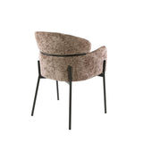 Dining room chairs - Dining room chair Chenille Taupe with round back and arm - Lola - Dimehouse