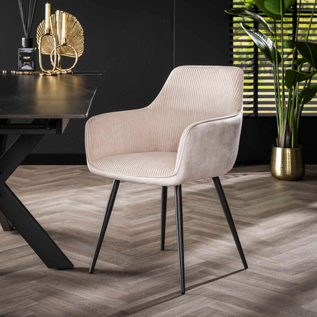 Dining room chairs - Dining room chair Rivo Rib Rock Ivory Ribbed Seat - Dimehouse