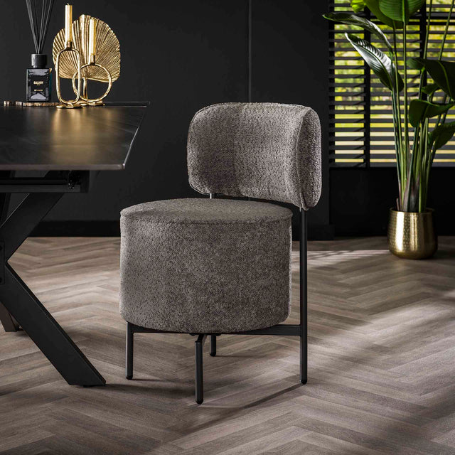 Dining room chairs - Dining room chair Dante Bouclé Gray Rotatable - Without Armrests - Dimehouse