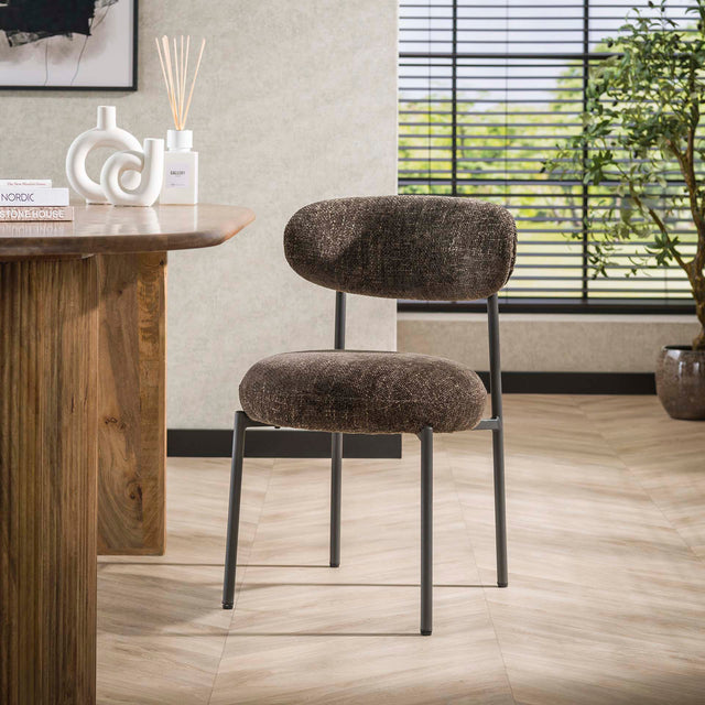 Dining room chairs - Dining room chair Aero Tissee Cargo Tissee Fabric Brown - Dimehouse