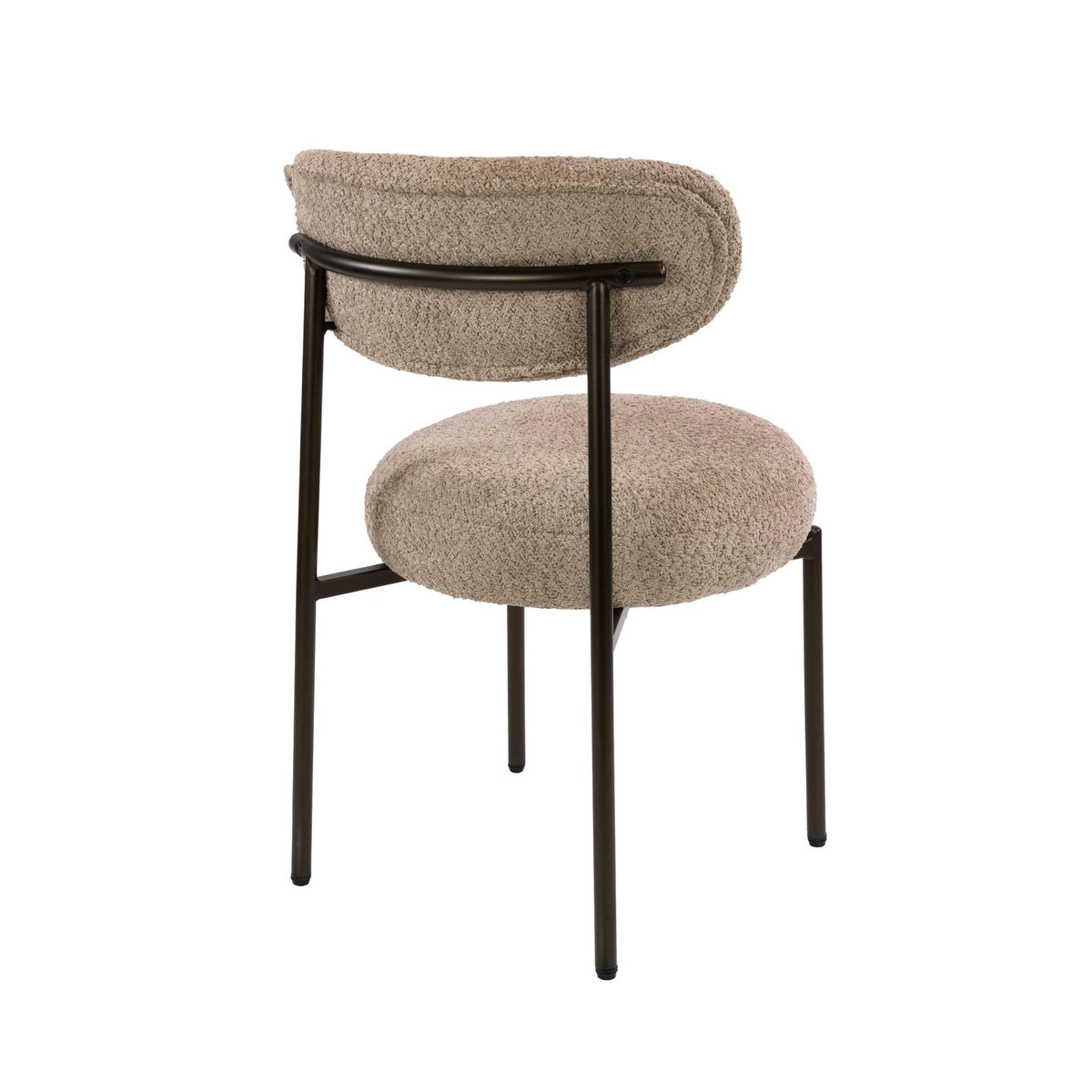 Dining room chair - Set of 2 dining room chairs round bouclé sand - brown Aero - Dimehouse