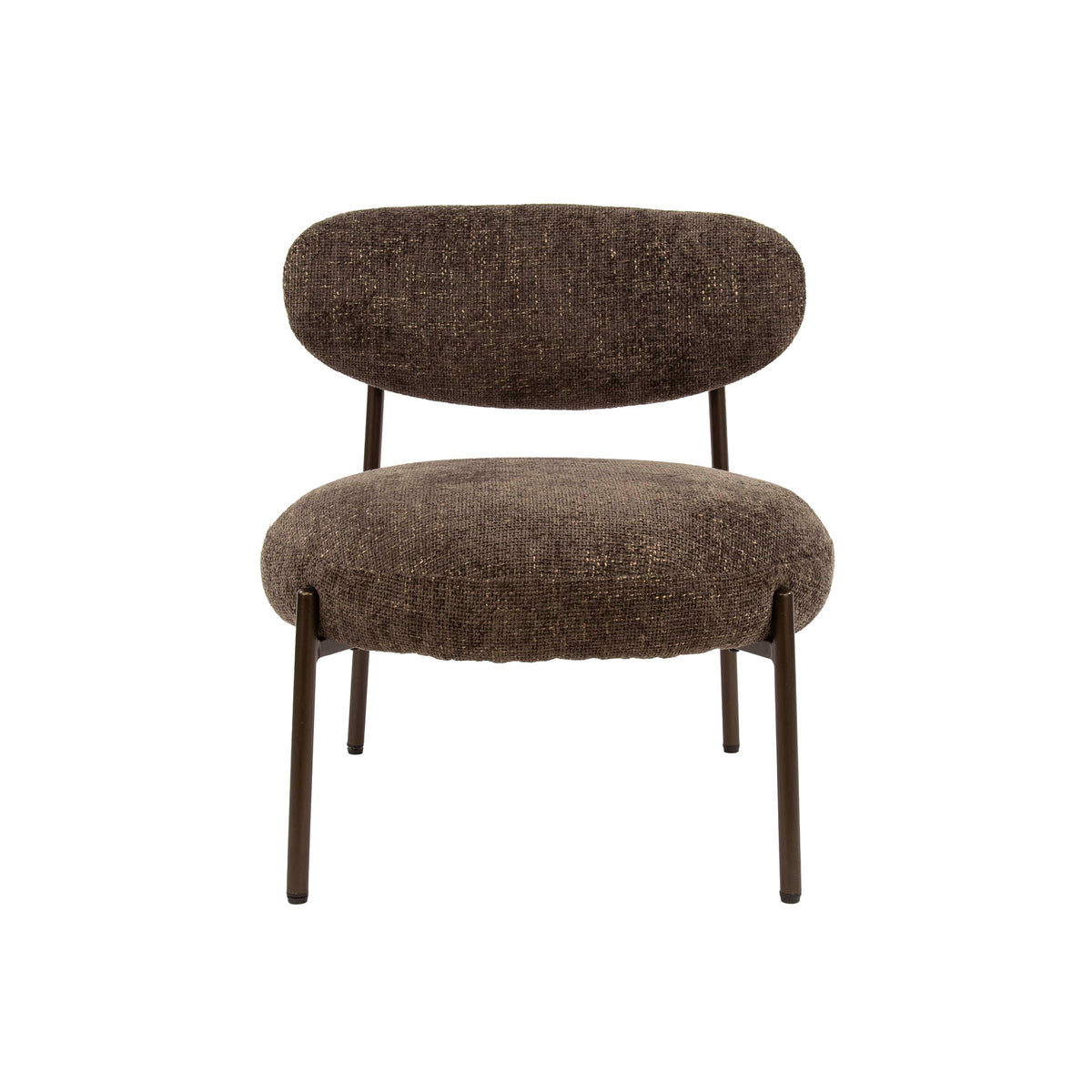 Armchairs - Round Scandinavian armchair brown mixed fabric Nova - Dimehouse