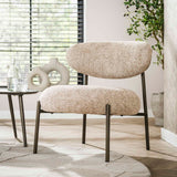 Armchairs - Round Scandinavian armchair beige mixed fabric Nova - Dimehouse