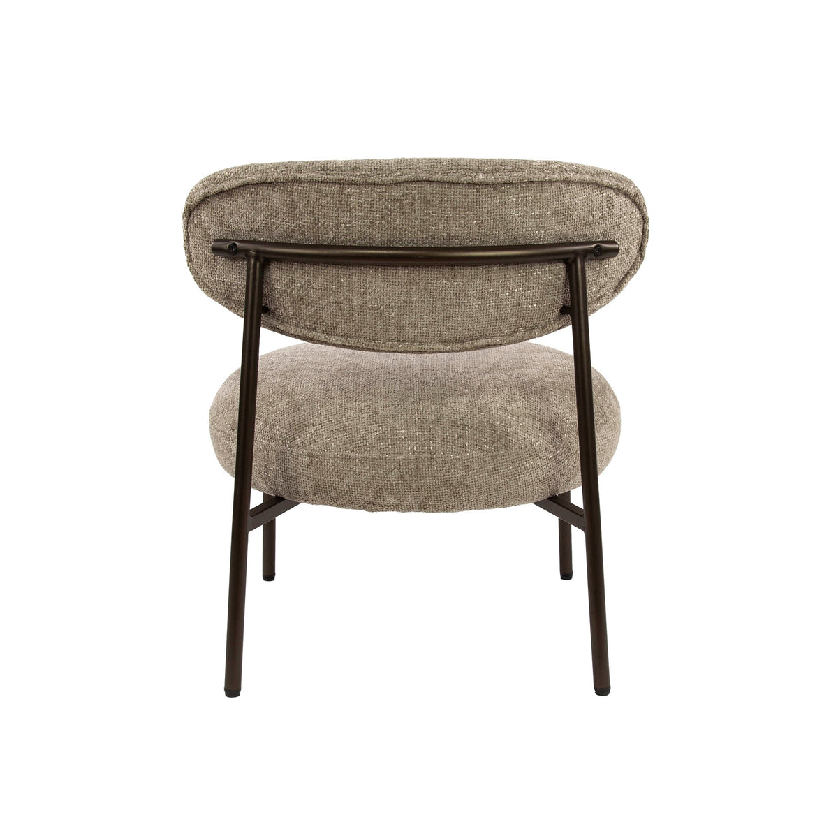 Armchairs - Round Scandinavian armchair beige mixed fabric Nova - Dimehouse