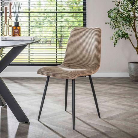 Dining room chairs - Modern Dining room chair Lento Rib Rock Fabric Ivory - Dimehouse