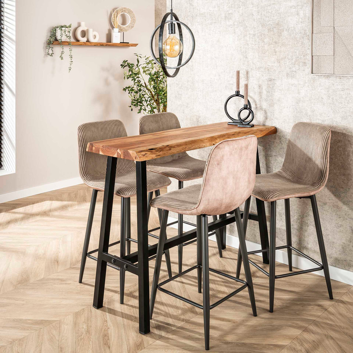 Set of 2 Lento Rib Rock Sand bar stools 