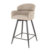 Bar stools - Set of 2 bar stools Sienna Bouclé sand round back swivel - Dimehouse