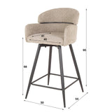 Bar Stools - Bar Stools Sienna Bouclé Sand Round Back Rotatable - Dimehouse