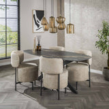 Dining tables - Dining table Dolore 180x90 cm Danish Oval Marble Look Black - Dimehouse