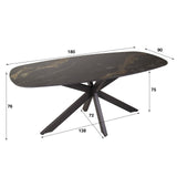 Dining tables - Dining table Dolore 180x90 cm Danish Oval Marble Look Black - Dimehouse