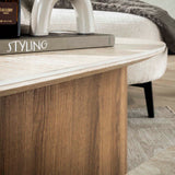 Coffee tables - Coffee table set Jimi Set of 2 Triangular Travertine Look - Dimehouse