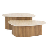 Coffee tables - Coffee table set Jimi Set of 2 Triangular Travertine Look - Dimehouse