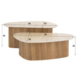 Coffee tables - Coffee table set Jimi Set of 2 Triangular Travertine Look - Dimehouse