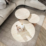 Coffee tables - Set of 3 round coffee tables Jimi travertine top with walnut base - Dimehouse