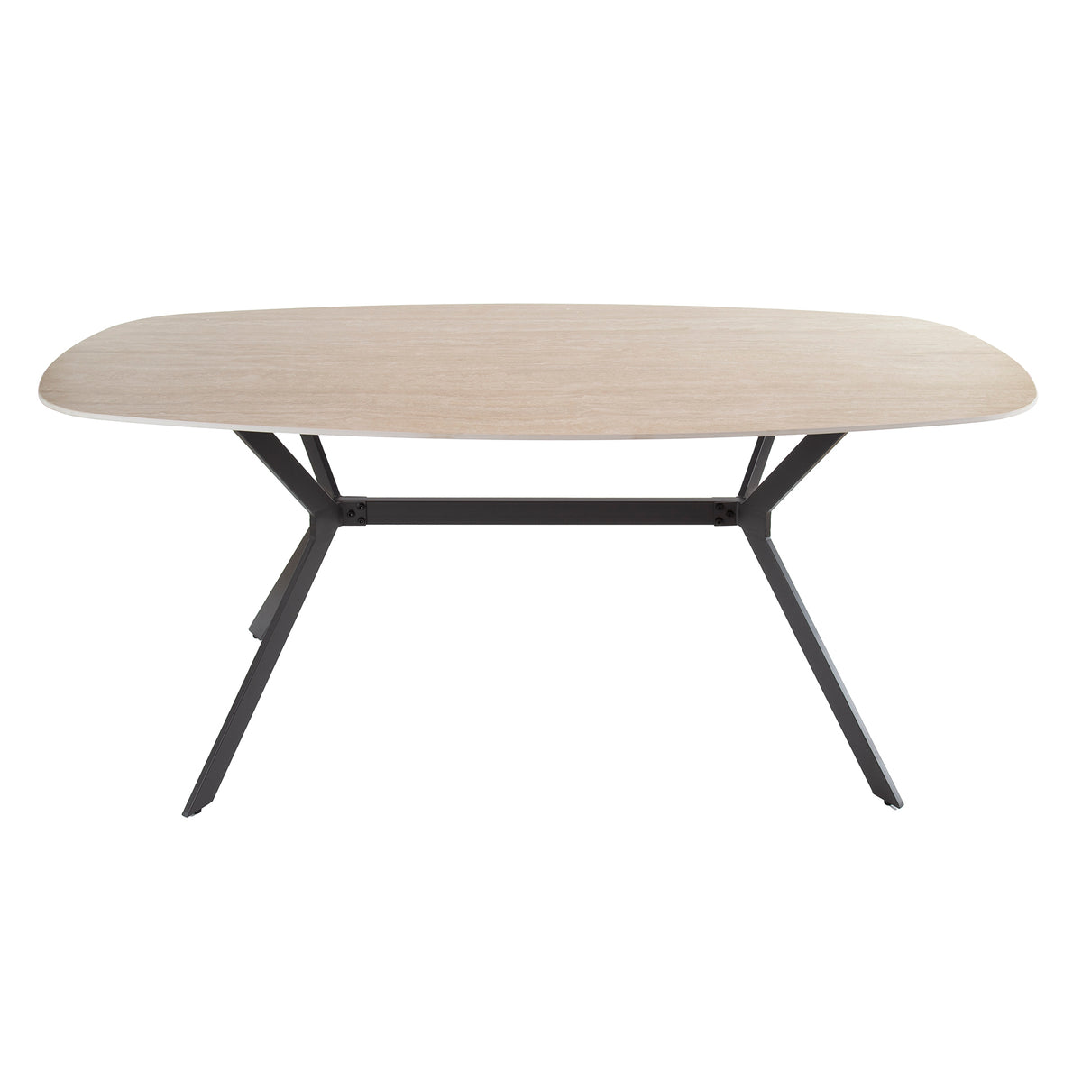 Dining tables - Dining table Jimi Danish Oval Ceramic Travertine look 180 cm - Dimehouse