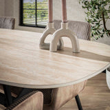 Dining tables - Dining table Jimi Danish Oval Ceramic Travertine look 180 cm - Dimehouse